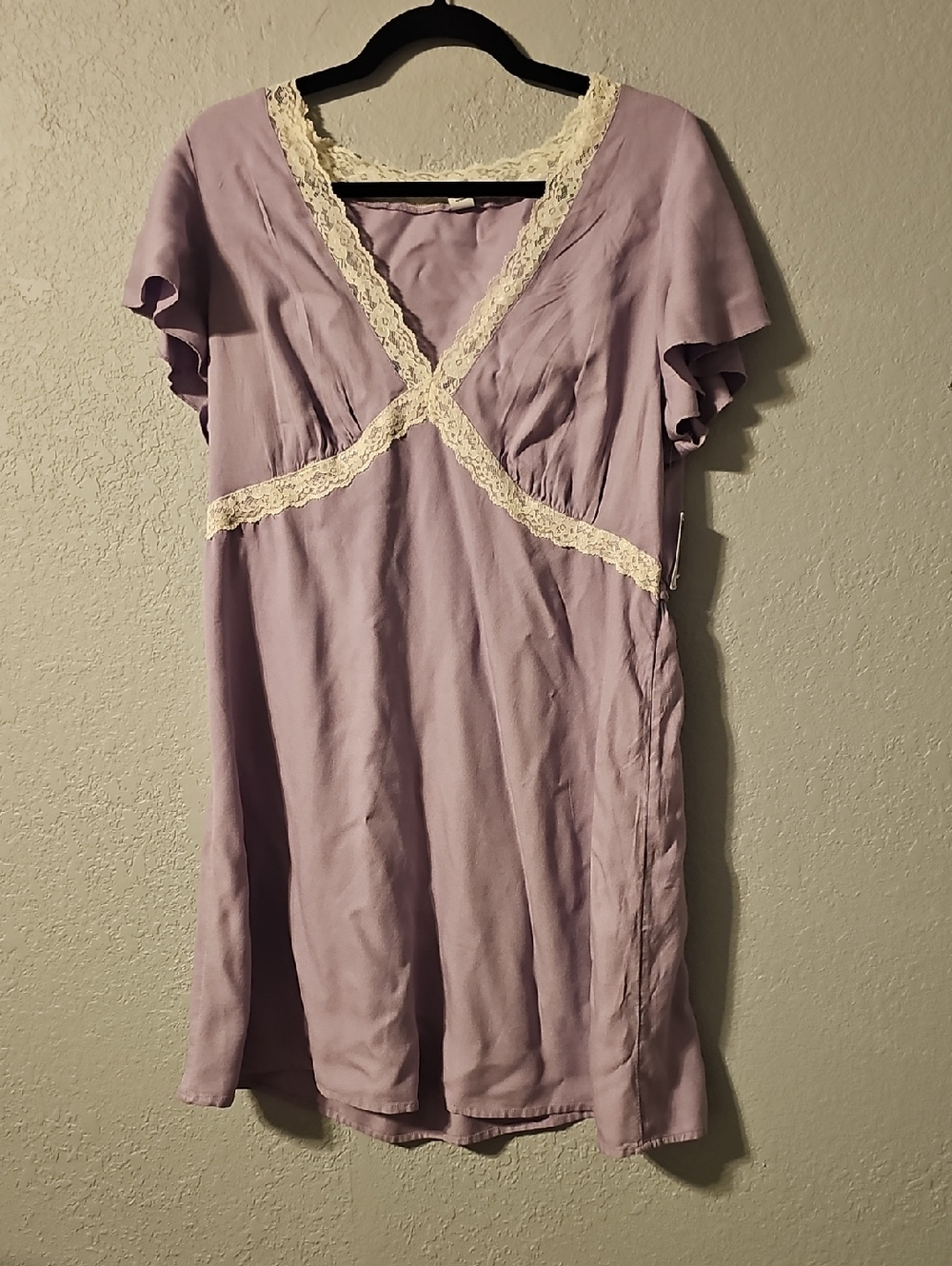 Old Navy Lavender Dress with Cream Lace Trim